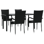 Set da Pranzo da Giardino 5 pz Nero in Polyrattan