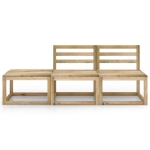 Set Divani da Giardino 3 pz in Legno di Pino Impregnato Verde