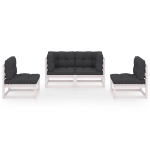Set Divani da Giardino 4 pz con Cuscini Legno Massello Pino