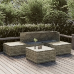 Set Divani da Giardino 5 pz con Cuscini in Polyrattan Grigio