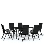 Set da Pranzo da Giardino 7 pz Nero