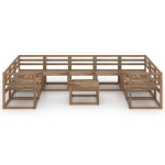 Set Divani Giardino 10 pz in Legno di Pino Impregnato Marrone