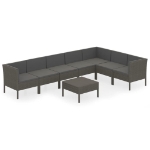 Set Divani da Giardino 8 pz con Cuscini in Polyrattan Grigio