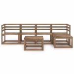 Set Divani Giardino 6pz in Legno di Pino Impregnato Marrone