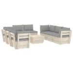 Set Divani da Giardino su Pallet 9 pz con Cuscini Legno Abete