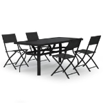 Set da Pranzo per Giardino 5 pz Grigio e Nero