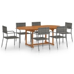 Set Mobili da Pranzo da Giardino 7 pz in Polyrattan Antracite