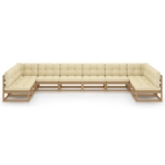 Set Divani da Giardino 10 pz Cuscini Miele in Massello di Pino