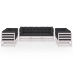 Set Divani da Giardino 7 pz con Cuscini Legno Massello di Pino