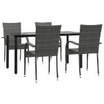 Set da Pranzo da Giardino 5 pz Grigio in Polyrattan