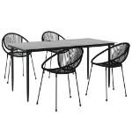 Set da Pranzo da Giardino 5 pz Nero in Rattan PVC