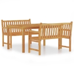 Set da Pranzo per Giardino 3 pz in Legno Massello di Teak