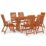 Set da Pranzo per Giardino 7 pz in Legno Massello di Eucalipto