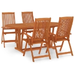 Set da Pranzo per Giardino 5 pz in Legno Massello di Eucalipto