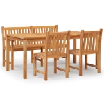 Set da Pranzo per Giardino 4 pz in Legno Massello di Teak