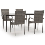 Set da Pranzo da Giardino 5 pz Grigio in Polyrattan