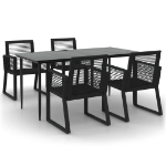 Set da Pranzo da Giardino 5 pz Nero in Rattan PVC