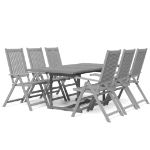 Set da Pranzo per Giardino 7 pz in Legno Massello di Acacia