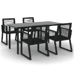 Set da Pranzo da Giardino 5 pz Nero in Rattan PVC