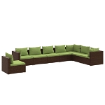 Set Divani da Giardino 8 pz con Cuscini in Polyrattan Marrone