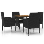 Set da Pranzo per Giardino 5 pz in Polyrattan Nero