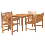 Set da Pranzo per Giardino 5 pz in Legno Massello di Teak