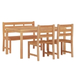 Set da Pranzo per Giardino 4 pz in Legno Massello di Teak