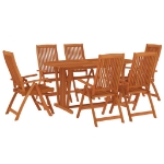 Set da Pranzo per Giardino 7 pz in Legno Massello di Eucalipto