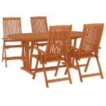 Set da Pranzo per Giardino 5 pz in Legno Massello di Eucalipto