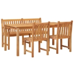 Set da Pranzo per Giardino 4 pz in Legno Massello di Teak