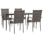 Set da Pranzo da Giardino 5 pz Grigio in Polyrattan