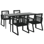 Set da Pranzo da Giardino 5 pz Nero in Rattan PVC