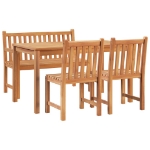 Set da Pranzo per Giardino 4 pz in Legno Massello di Teak