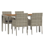 Set da Pranzo da Giardino 5 pz con Cuscini in Polyrattan Grigio