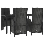 Set da Pranzo da Giardino 5 pz Nero con Cuscini in Polyrattan