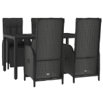 Set da Pranzo da Giardino 5 pz Nero con Cuscini in Polyrattan