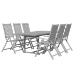 Set da Pranzo per Giardino 7 pz in Legno Massello di Acacia