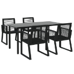 Set da Pranzo da Giardino 5 pz Nero in Rattan PVC