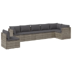 Set Divani da Giardino 7 pz con Cuscini in Polyrattan Grigio