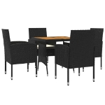 Set da Pranzo per Giardino 5 pz in Polyrattan Nero