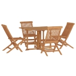 Set da Pranzo Pieghevole per Esterni 5pz Legno Massello di Teak