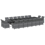 Set da Pranzo per Giardino 19 pz con Cuscini Polyrattan Grigio