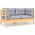 Set Divani da Giardino 5 pz con Cuscini Grigi Massello di Pino