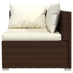 Set Divani da Giardino 11 pz con Cuscini in Polyrattan Marrone