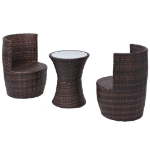 Set da Bistrot 3 pz con Cuscini in Polyrattan Marrone