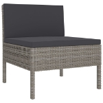 Set Divani da Giardino 14 pz con Cuscini in Polyrattan Grigio