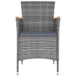 Set da Pranzo da Giardino 5 pz con Cuscini in Polyrattan Grigio