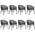 Set Mobili da Pranzo da Giardino 9 pz Antracite