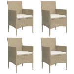 Set da Pranzo da Giardino 5 pz con Cuscini Beige e Nero