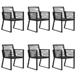 Set da Pranzo da Giardino 7 pz Nero in Rattan PVC